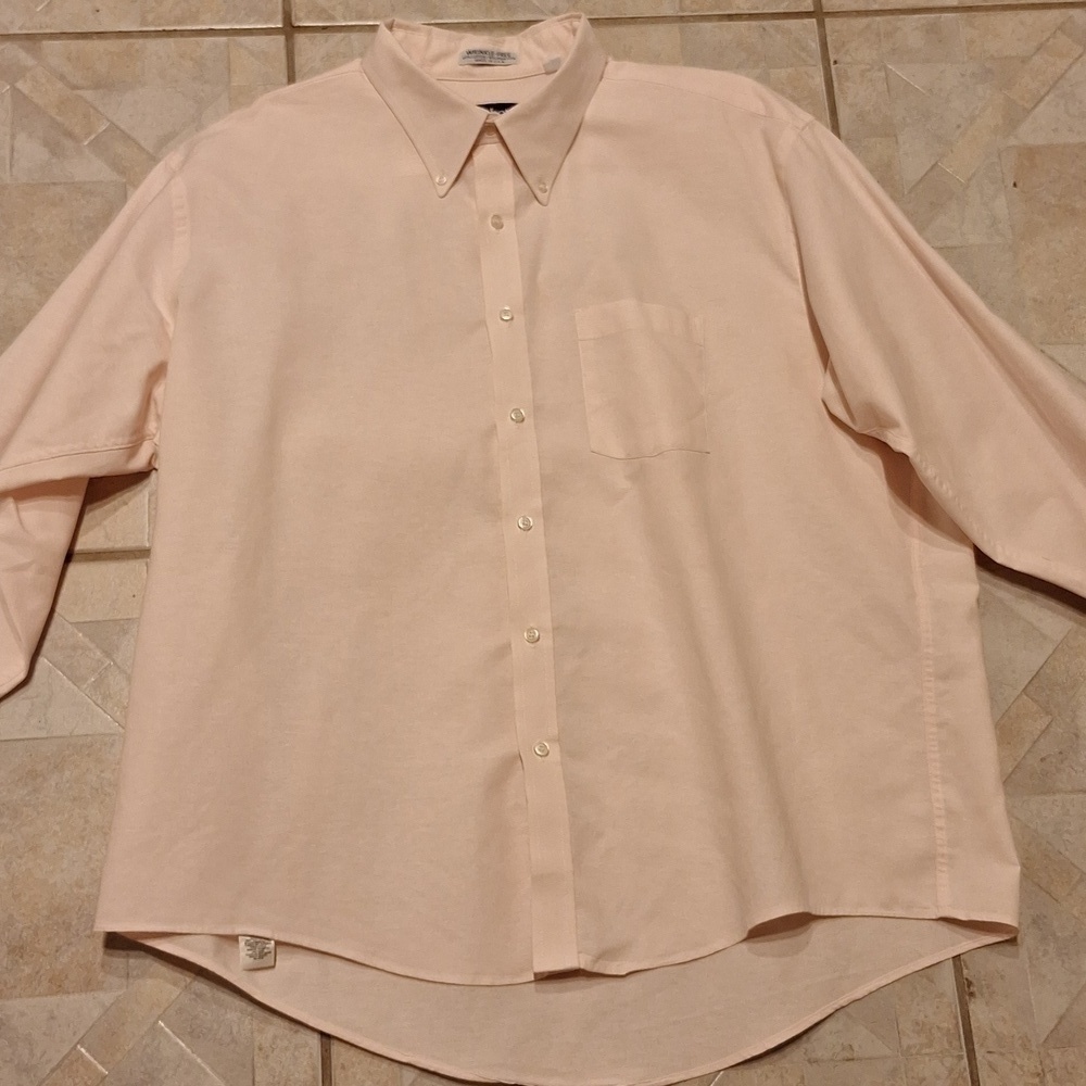 F Manhattan Shirtmaker solid pink long sleeve shirt size 18 1/2
